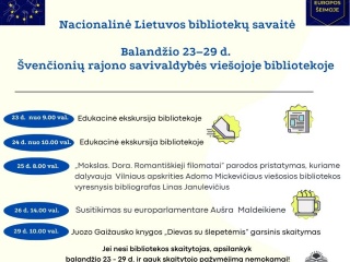Kviečiame dalyvauti Nacionalinės Lietuvos bibliotekų savaitės renginiuose