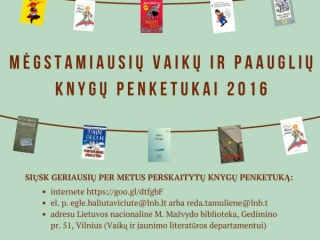 Moksleiviai kviečiami rinkti mėgstamiausias 2016 m. perskaitytas knygas